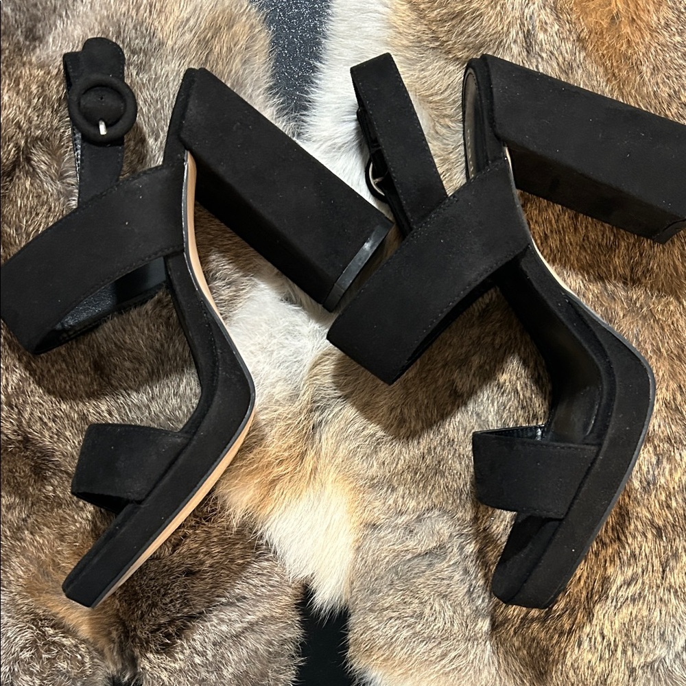 Madden Girl Black Suede Heeled Sandals